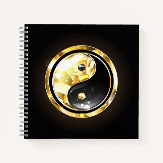 Gold Yin Yang auf schwarz Notizblock (Vorderseite)