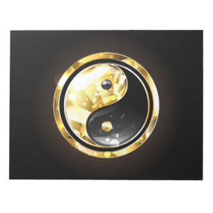 Gold Yin Yang auf schwarz Notizblock