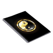 Gold Yin Yang auf schwarz Notizblock (Rechte Seite)