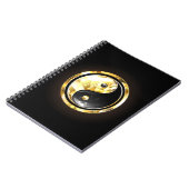 Gold Yin Yang auf schwarz Notizblock (Linke Seite)