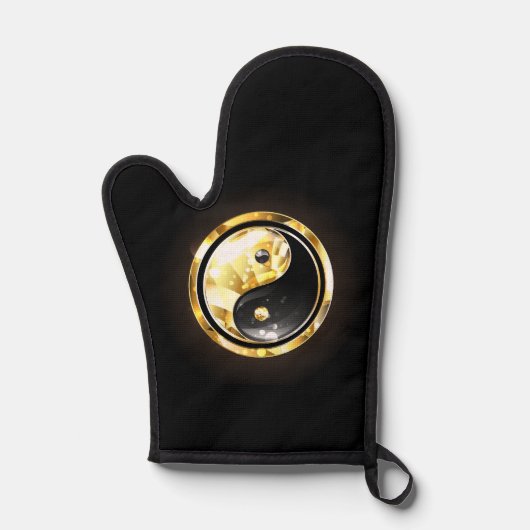 Gold Yin Yang auf schwarz Ofenhandschuh (Vorderseite)