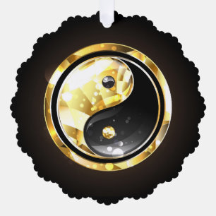 Gold Yin Yang auf schwarz Ornament Karte
