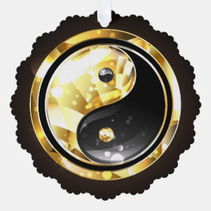 Gold Yin Yang auf schwarz Ornament Karte