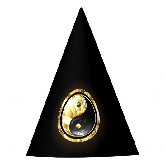 Gold Yin Yang auf schwarz Partyhütchen (Vorderseite)