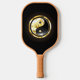 Gold Yin Yang auf schwarz Pickleball Schläger