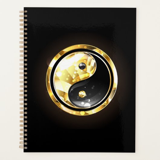Gold Yin Yang auf schwarz Planer (Vorderseite)