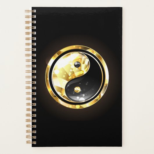 Gold Yin Yang auf schwarz Planer (Vorderseite)