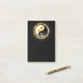 Gold Yin Yang auf schwarz Post-it Klebezettel (Auf Schreibtisch)