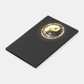 Gold Yin Yang auf schwarz Post-it Klebezettel (angewinkelt)
