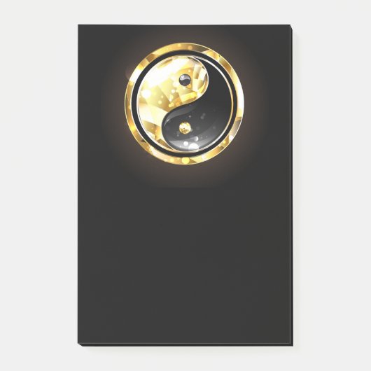 Gold Yin Yang auf schwarz Post-it Klebezettel (Vorderseite)