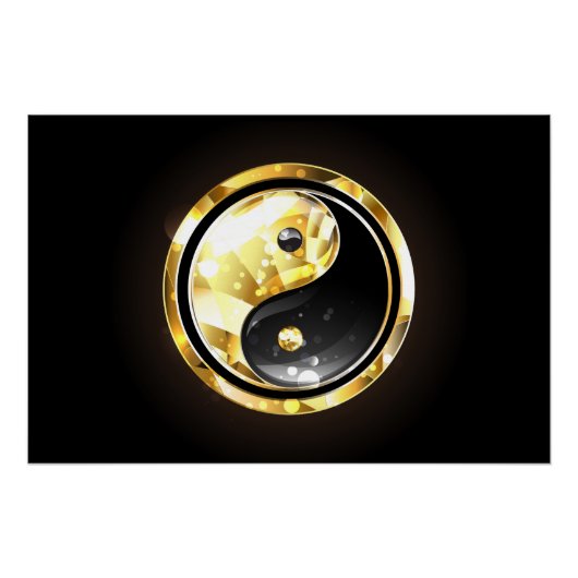 Gold Yin Yang auf schwarz Poster (Vorderseite)