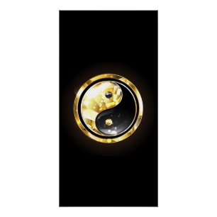 Gold Yin Yang auf schwarz Poster