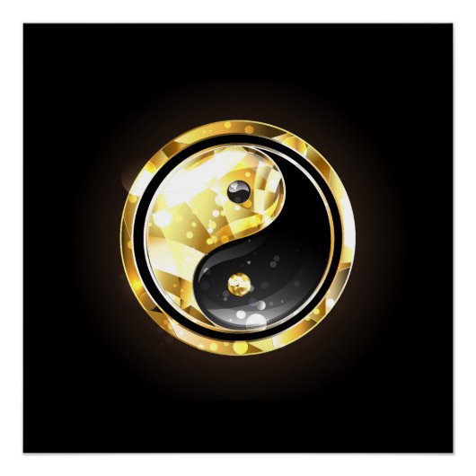 Gold Yin Yang auf schwarz Poster (Vorderseite)
