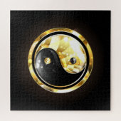 Gold Yin Yang auf schwarz Puzzle (Horizontal)
