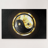 Gold Yin Yang auf schwarz Puzzle (Horizontal)