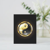 Gold Yin Yang auf schwarz Save The Date (Stehend Vorderseite)