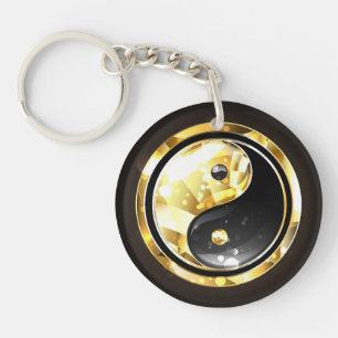 Gold Yin Yang auf schwarz Schlüsselanhänger
