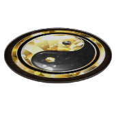Gold Yin Yang auf schwarz Schneidebrett (Ecke)