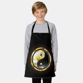 Gold Yin Yang auf schwarz Schürze (Getragen)