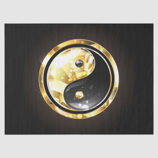Gold Yin Yang auf schwarz Seidenpapier (Vorderseite)