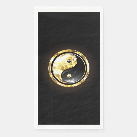 Gold Yin Yang auf schwarz Serviette (Vorderseite)