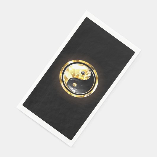 Gold Yin Yang auf schwarz Serviette (Ecke)