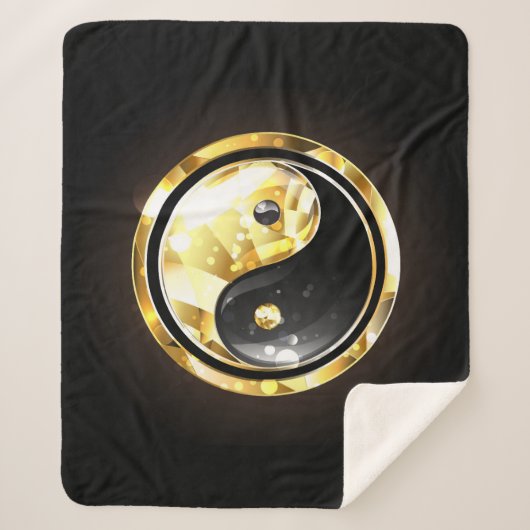 Gold Yin Yang auf schwarz Sherpadecke (Vorderseite)