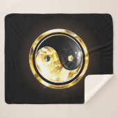 Gold Yin Yang auf schwarz Sherpadecke (Vorderseite (Horizontal))