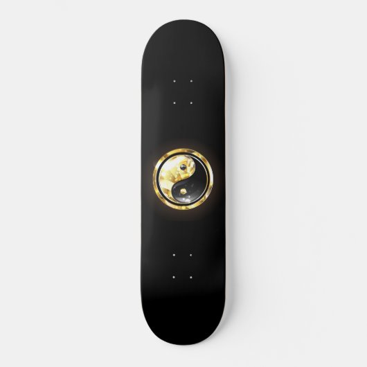 Gold Yin Yang auf schwarz Skateboard (Vorderseite)