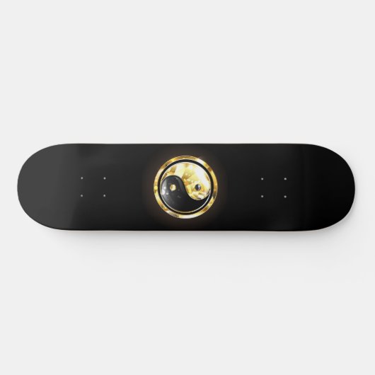 Gold Yin Yang auf schwarz Skateboard (Horizontal)