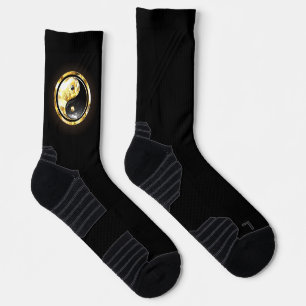 Gold Yin Yang auf schwarz Socken