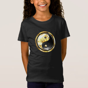 Gold Yin Yang auf schwarz T-Shirt