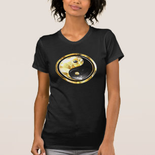 Gold Yin Yang auf schwarz T-Shirt