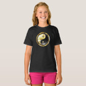 Gold Yin Yang auf schwarz T-Shirt (Vorne ganz)