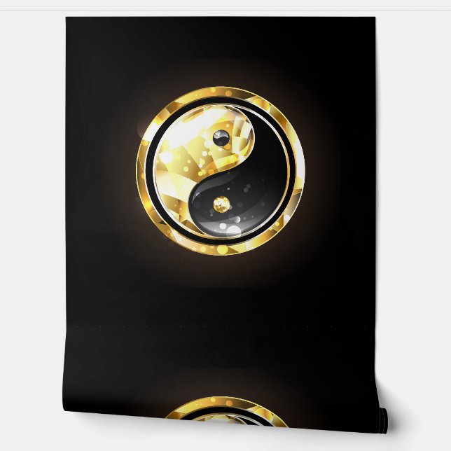 Gold Yin Yang auf schwarz Tapete (Abrollen)