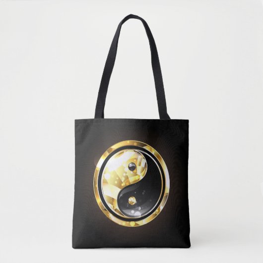 Gold Yin Yang auf schwarz Tasche (Vorderseite)