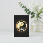 Gold Yin Yang auf schwarz Terminkarte (Stehend Vorderseite)