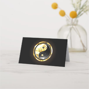Gold Yin Yang auf schwarz Terminkarte