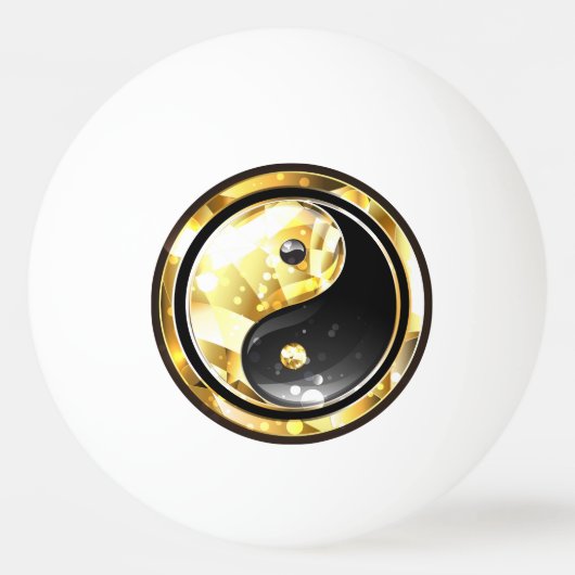 Gold Yin Yang auf schwarz Tischtennisball (Vorderseite)