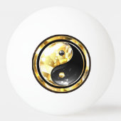 Gold Yin Yang auf schwarz Tischtennisball (Rückseite)
