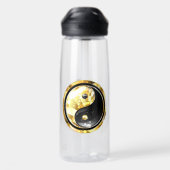 Gold Yin Yang auf schwarz Trinkflasche (Rückseite)