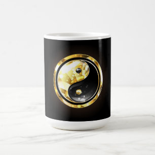 Gold Yin Yang auf schwarz Verwandlungstasse