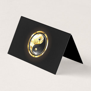 Gold Yin Yang auf schwarz Visitenkarten