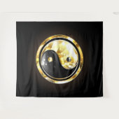 Gold Yin Yang auf schwarz Wandteppich (Vorderseite (Horizontal))
