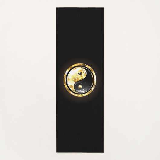 Gold Yin Yang auf schwarz Yogamatte (Vorderseite)