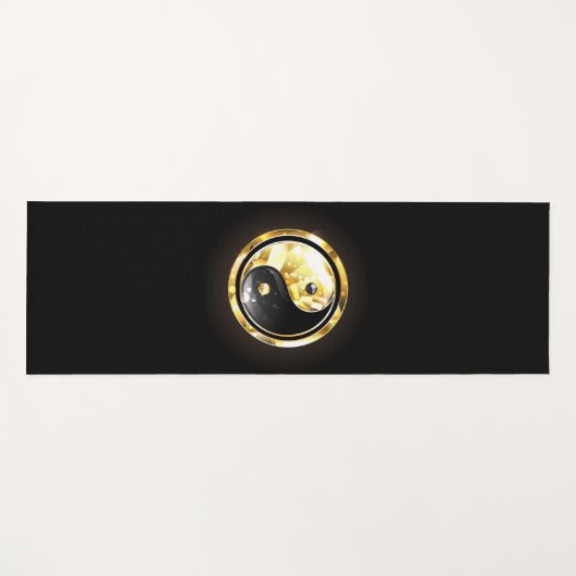 Gold Yin Yang auf schwarz Yogamatte (Vorderseite (Horizontal))