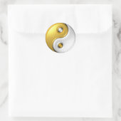 Gold Ying Yang Runder Aufkleber (Tasche)