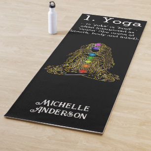 Gold Yoga Girl mit Chakras Yogamatte