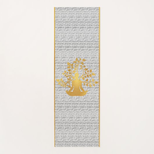 Gold Yoga Pose Silhouette mit Baumzweig Yogamatte (Vorderseite)