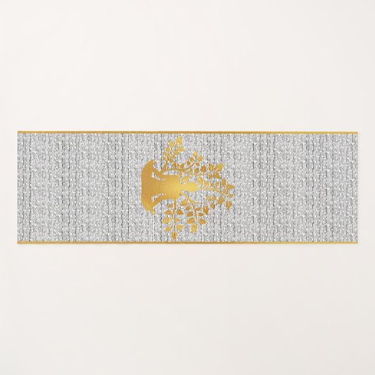 Gold Yoga Pose Silhouette mit Baumzweig Yogamatte (Vorderseite (Horizontal))